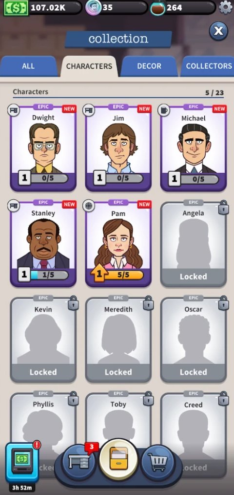 The Office: character collection grid