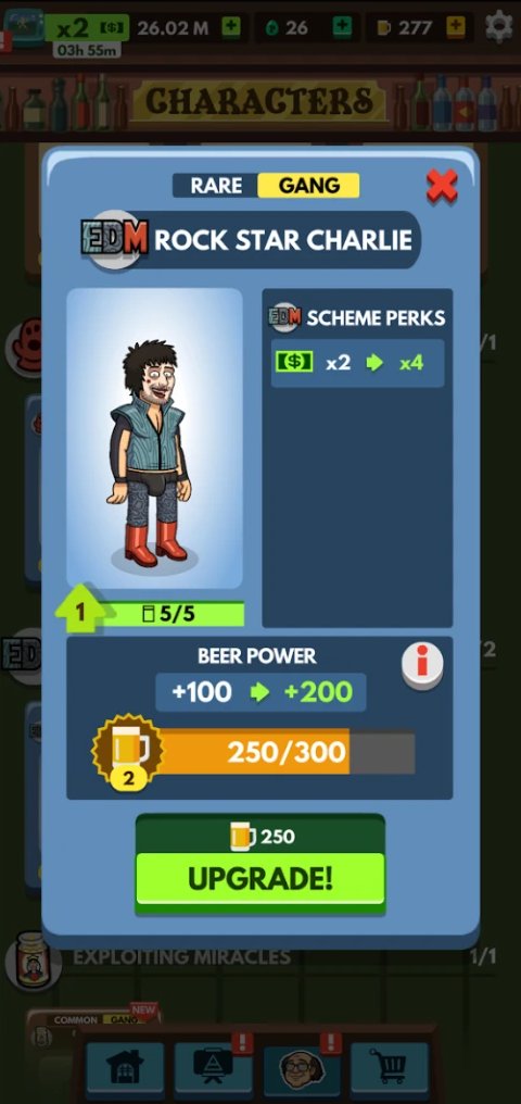 It’s Always Sunny: character upgrade screen
